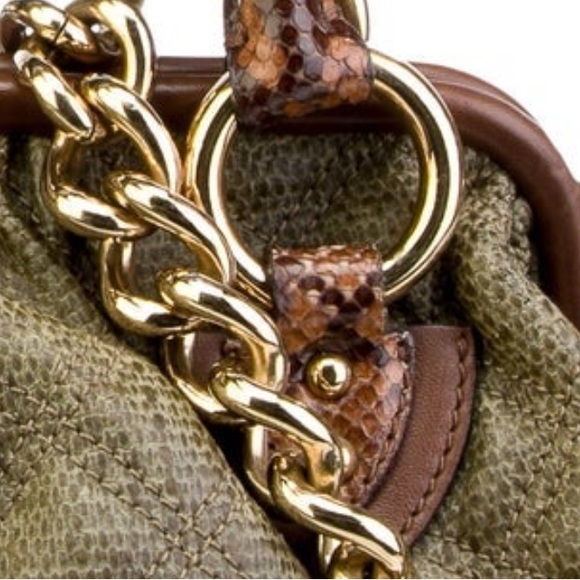 Marc Jacobs Green Leather and Python Stam Bag - Picture 7 of 10
